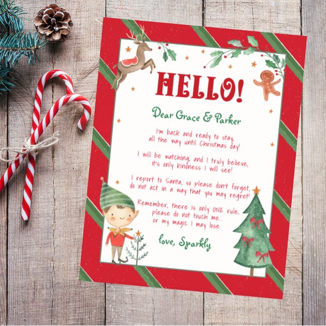 Welcome Back Elf Hello Christmas Elf Personalised (hello from your Christmas elf, customize and personalize christmas elf letter, welcome your elf)