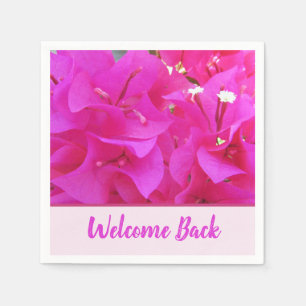 Welcome Back Employees Pink Floral Photo Flowers Napkin