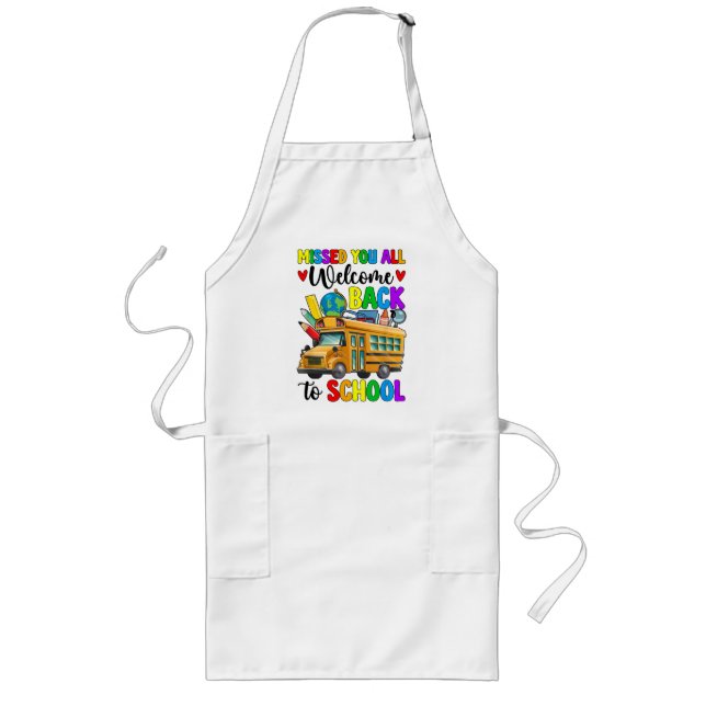 Welcome Back First Day Of School Bus Driver Long Apron (Front)