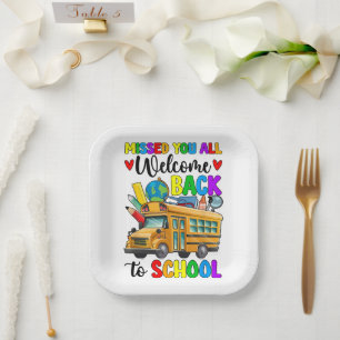 Welcome Back First Day Of School Bus Driver Paper Plate