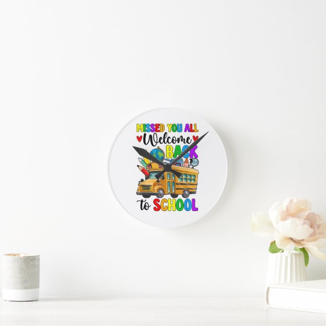 Welcome Back First Day Of School Bus Driver Round Clock (Home)