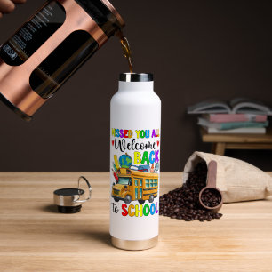 Welcome Back First Day Of School Bus Driver Water Bottle