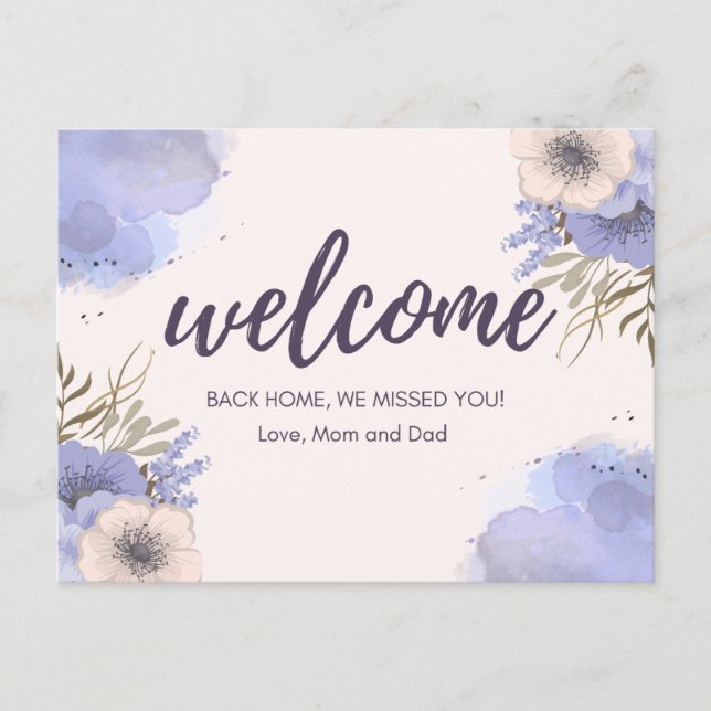 Welcome back home mum and dad  postcard (Front)