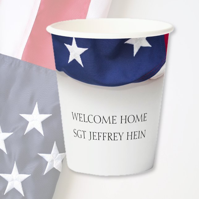 Welcome Back Military Hero USA Flag Party Paper Cups (Creator Uploaded)