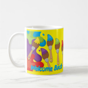 Welcome Back Paintbrushes Primary Colours Coffee Mug