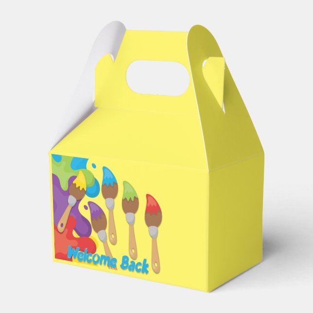 Welcome Back Paintbrushes Primary Colours  Favour Box (Front Side)
