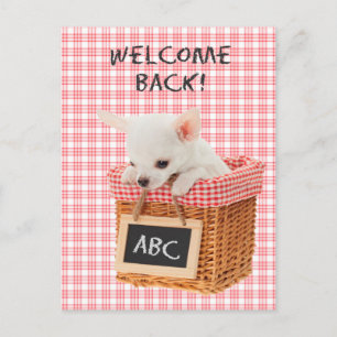 Welcome back puppy postcard