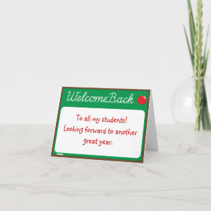 Welcome Back Teacher Note Card