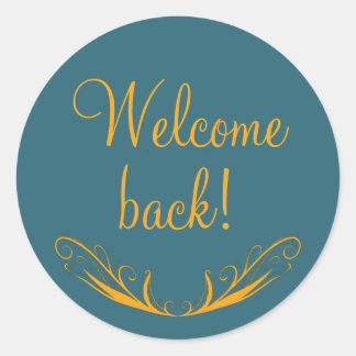 Welcome Back Teal Decorative Round Sticker