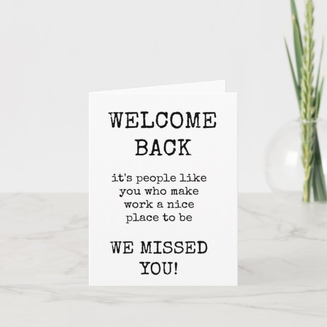 Welcome Back, Text Only, Minimalist Card (Front)