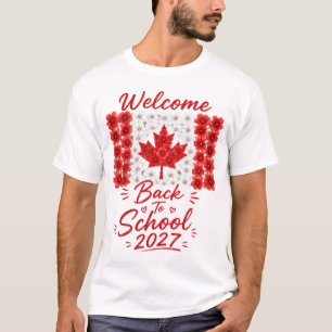Welcome Back to School 2027 Canada Flag Floral T-Shirt