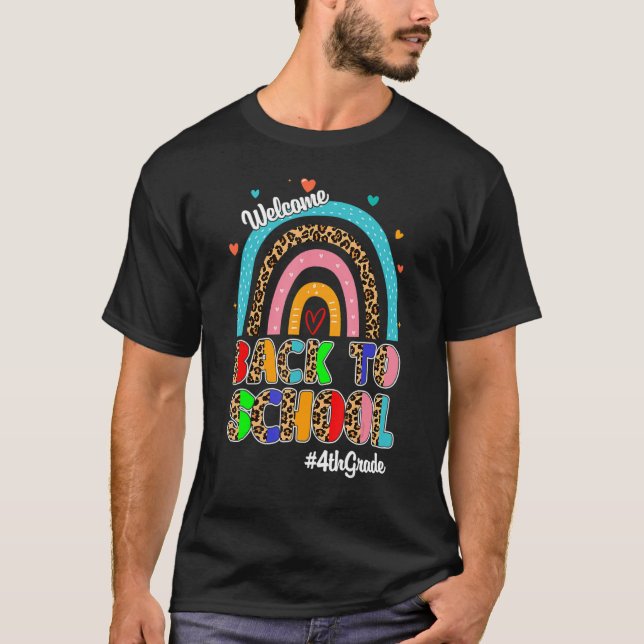 Welcome Back To School 4th Grade Teacher Rainbow L T-Shirt (Front)