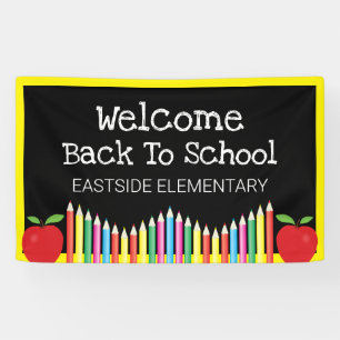 Welcome Back To School Apple Coloured Pencils Banner