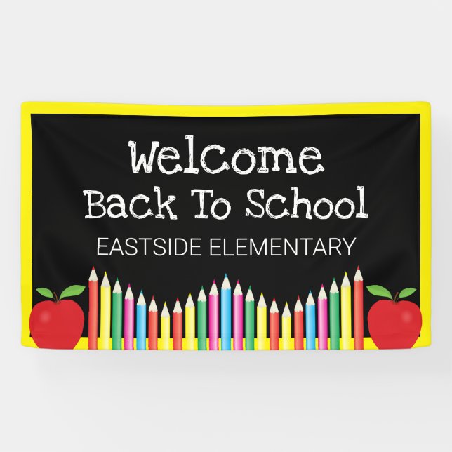 Welcome Back To School Apple Coloured Pencils Banner (Horizontal)