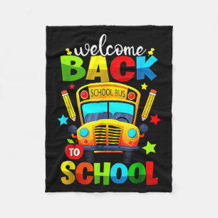 Welcome Back to School Bus 1st Day of School Fleece Blanket