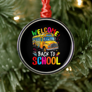 Welcome Back to School Bus 1st Day of School Metal Ornament