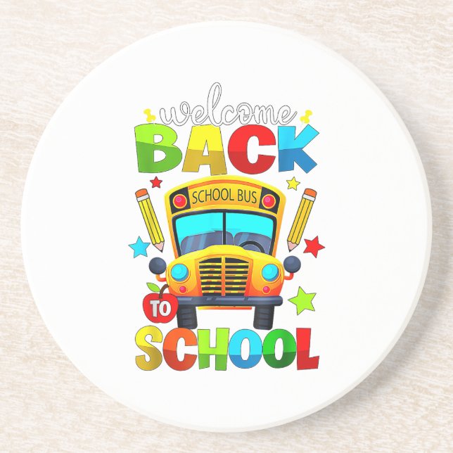 Welcome Back to School Bus 1st Day of School Teach Coaster (Front)
