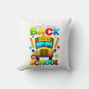 Welcome Back to School Bus 1st Day of School Teach Cushion