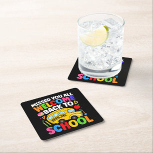 Welcome Back to School Bus Driver First Day Square Paper Coaster