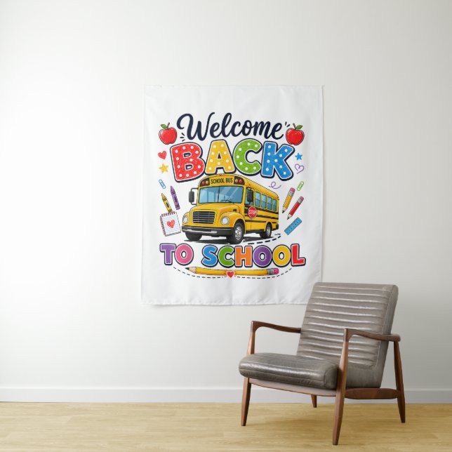 Welcome Back to School Bus Driver First Day Tapestry (In Situ)