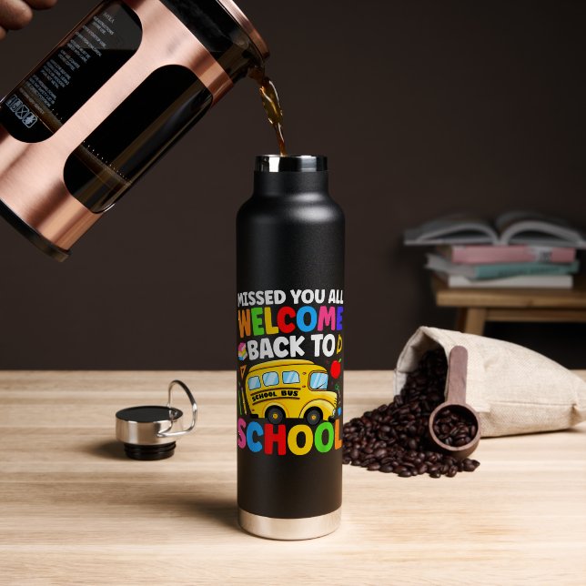 Welcome Back to School Bus Driver First Day Water Bottle (Coffee (Rotated))