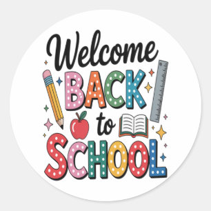 Welcome Back To School Classic Round Sticker