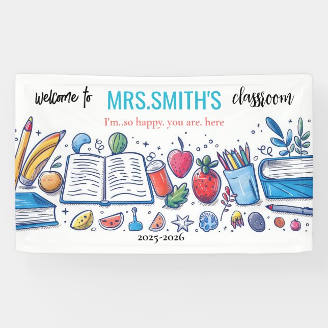 Welcome Back to School Colourful First Day  Banner (Horizontal)