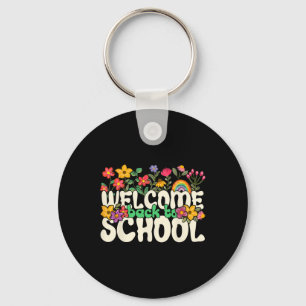 Welcome Back To School Colourful Flowers Teachers Key Ring