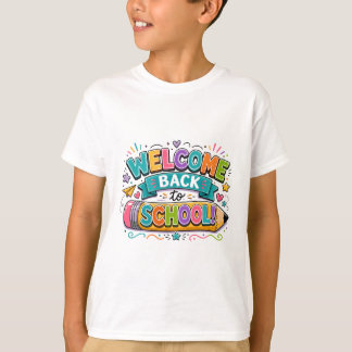Welcome Back to School Colourful Pencil Typography T-Shirt