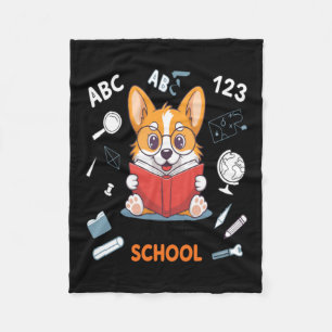 Welcome Back To School Corgi Fleece Blanket
