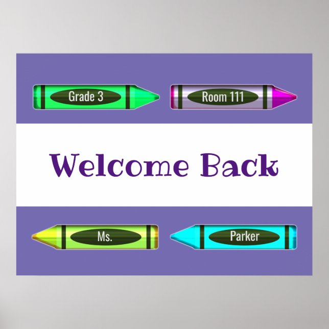 Welcome Back to School Crayon Information Design P Poster (Front)