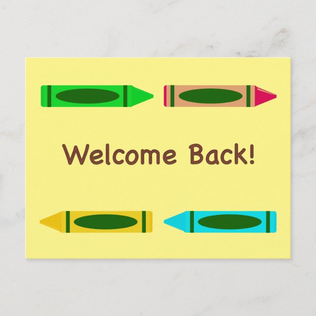 Welcome Back to School Custom Colours Crayon Postcard (Front)
