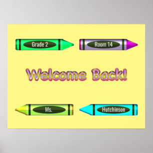 Welcome Back to School Custom Crayon Design Poster