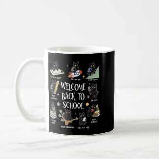 Welcome Back To School Cute Black Cat Motivational Coffee Mug