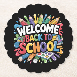 Welcome Back to School First Day of School Teacher Paper Coaster
