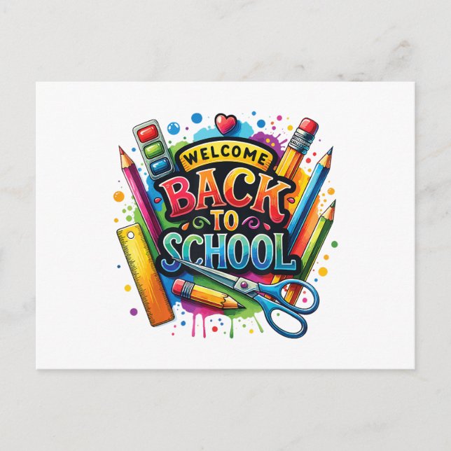Welcome Back To School First Day of School Teacher Postcard (Front)