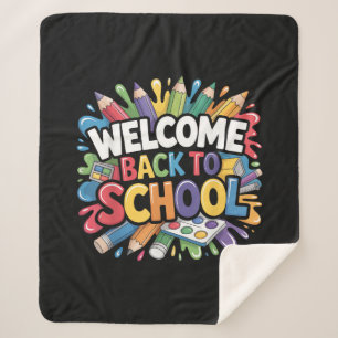Welcome Back to School First Day of School Teacher Sherpa Blanket