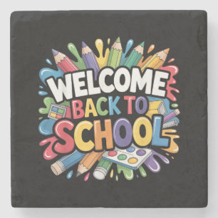 Welcome Back to School First Day of School Teacher Stone Coaster