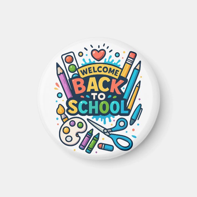 Welcome Back to School Fun Art Design Magnet (Front)
