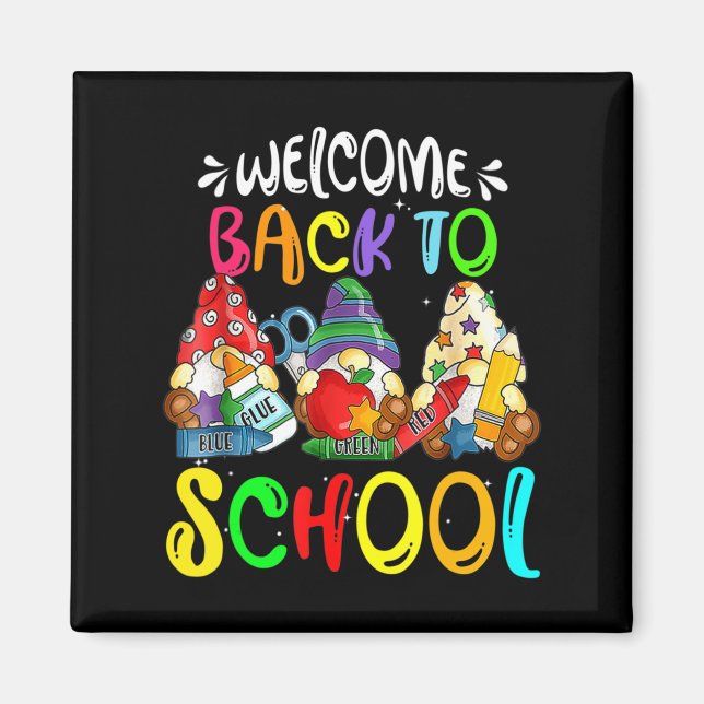 Welcome Back To School Gnomes Fun Teachers Student Magnet (Front)