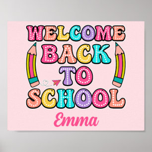 Welcome Back To School Groovy Paper Aeroplane Poster