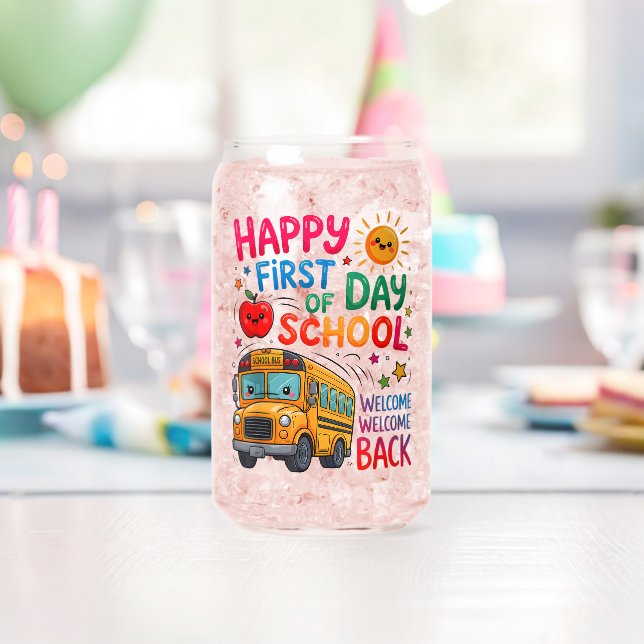 Welcome Back To School Happy First Day  Can Glass (Insitu (Birthday))