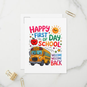 Welcome Back To School Happy First Day Invitation Postcard