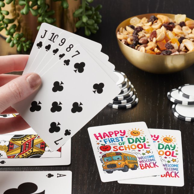 Welcome Back To School Happy First Day  Playing Cards (In Situ)
