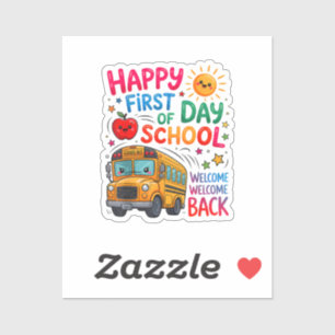 Welcome Back To School Happy First Day Teacher Bus