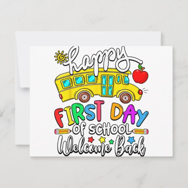 Welcome Back To School Happy First Day Teacher Bus (Front)