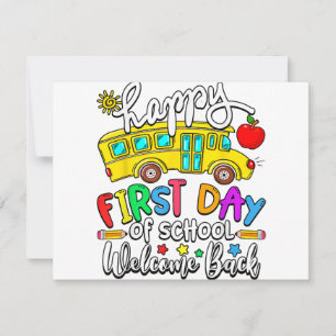 Welcome Back To School Happy First Day Teacher Bus