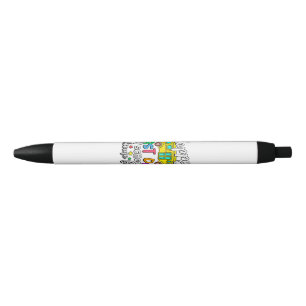 Welcome Back To School Happy First Day Teacher Bus Black Ink Pen