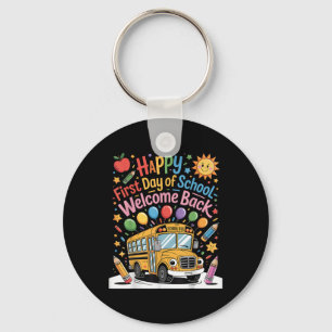 Welcome Back To School Happy First Day Teacher Bus Key Ring