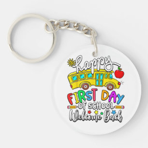 Welcome Back To School Happy First Day Teacher Bus Key Ring
